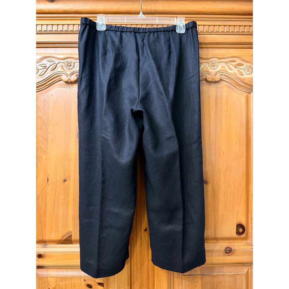 Vtg Liz Claiborne Audra Womens Black Linen Wide-Leg Pants Size 10 Comfortable - Picture 2 of 13
